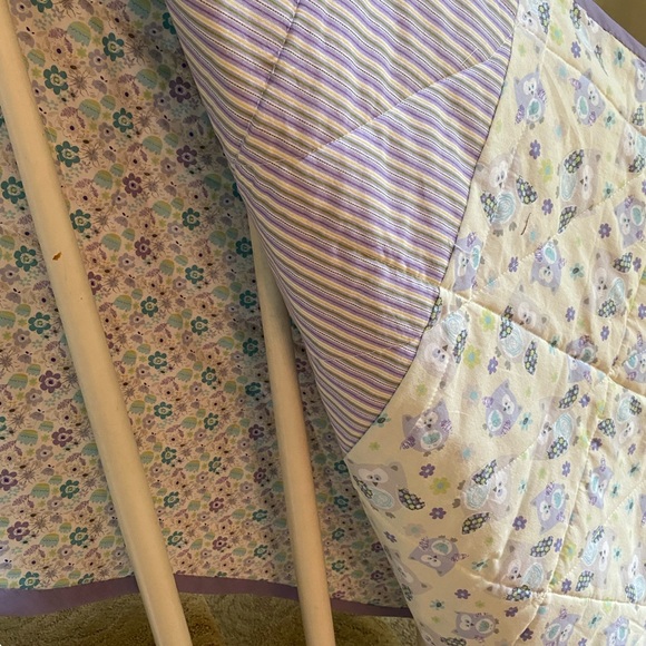 NEW Handmade Purple and Green Owl Themed Quilt - Picture 4 of 4